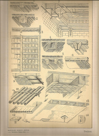 Lamina 107: Tratado de arquitectura de Sugrañes - Techos