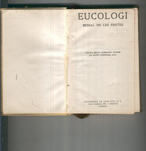 Eucologi. Missal de les festes