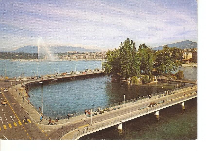 Postal 028594 : Geneva - Rousseau Island and the fountain