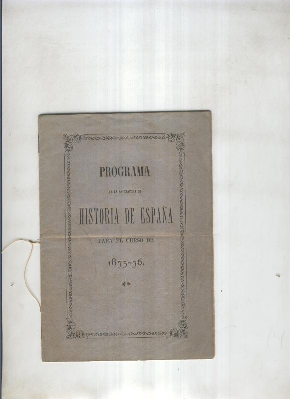 Programa de la asignatura de Historia Universal para el curso 1835-36