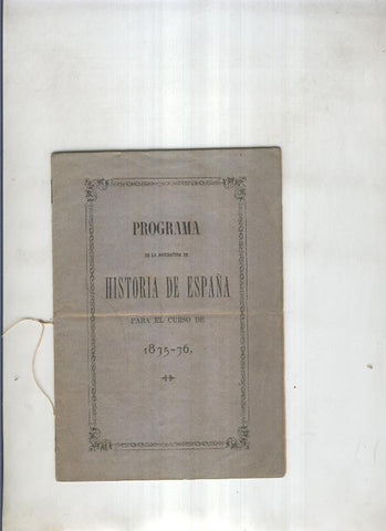 Programa de la asignatura de Historia Universal para el curso 1835-36