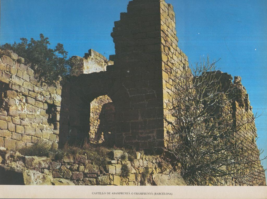 Lamina Castillos de España Edicion 1967 No.116: CASTILLO DE ARAMPRUNYA (BARCELONA)