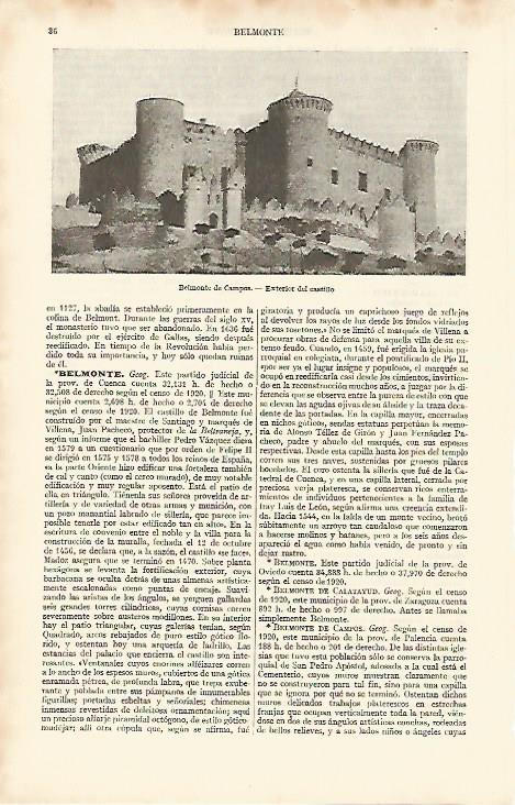 LAMINA ESPASA 8201: Castillo de Belmonte Cuenca