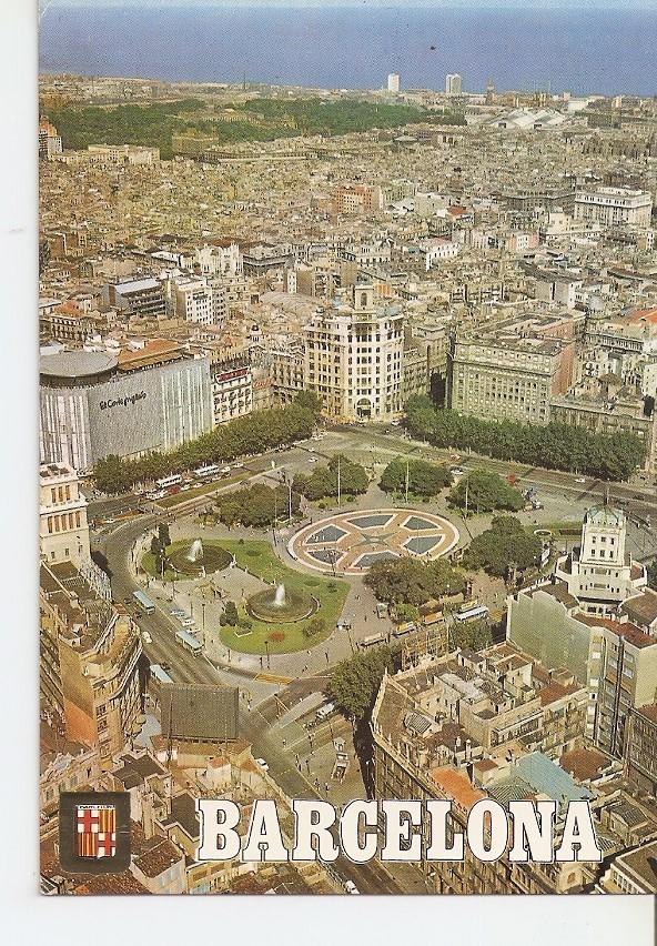 Postal 035594 : Barcelona. Plaza de Cataluña. Vista aerea