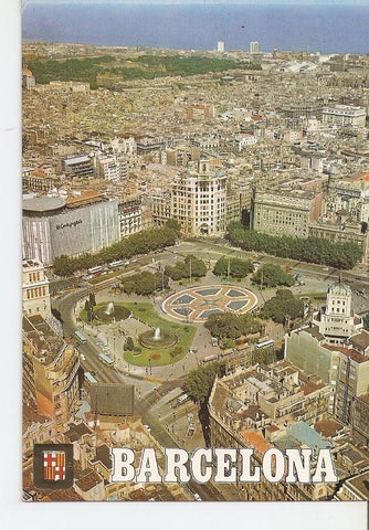Postal 035594 : Barcelona. Plaza de Cataluña. Vista aerea