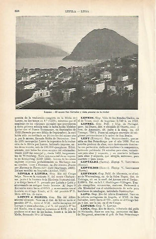 LAMINA ESPASA 1818: Monte San Salvador en Lugano Italia