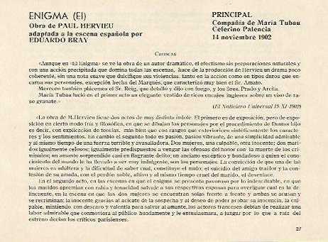 LAMINA 2680: Criticas de El Enigma. Principal 14 noviembre 1902