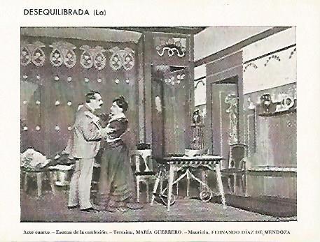 LAMINA 2793: Maria Guerrero y Fernando Diaz de Mendoza en La Desequilibrada