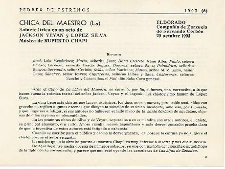 LAMINA 2897: Pedrea de estrenos 1903 (VII)