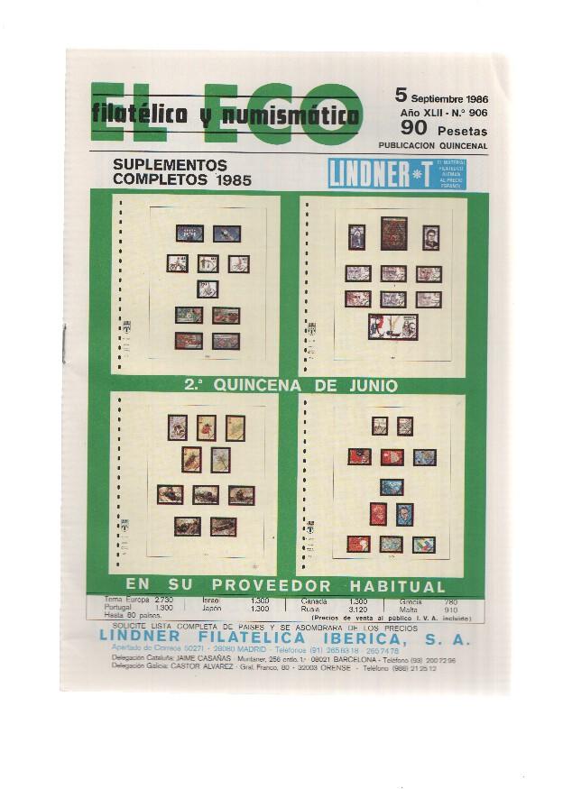 El Eco Filatelico y Numismatico numero 0906: I Exposicion Filatelica Tematica, Hispano-Luso-Francesa en Segovia