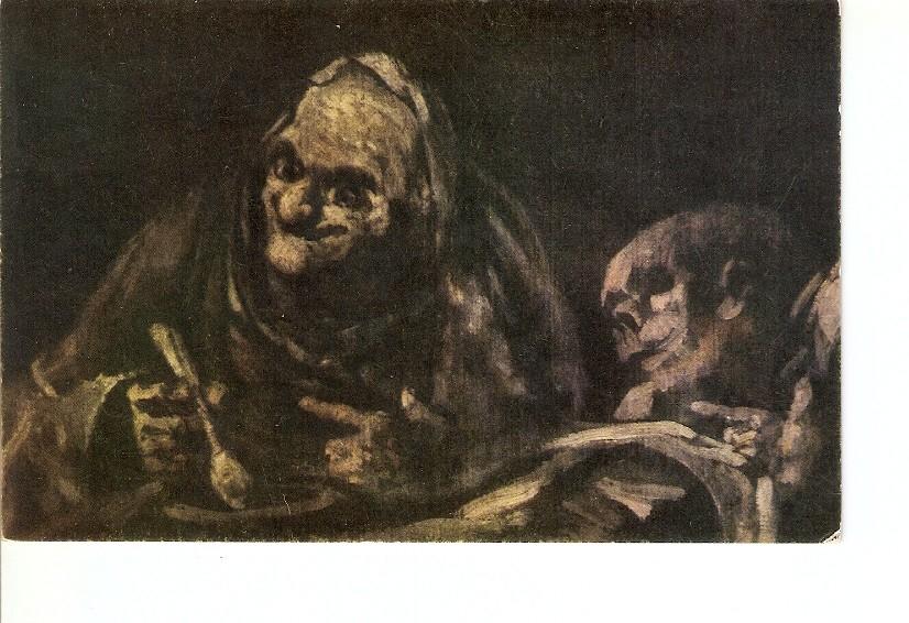 Postal 021204 : Dos viejos comiendo sopas, Goya