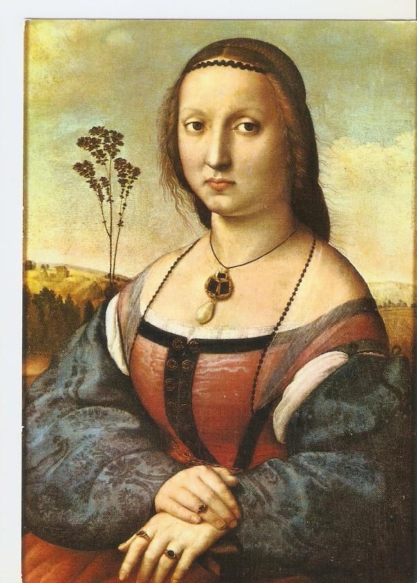 Postal 035155 : Firenze - Galleria Pitti. Raffaello Portrail de Maddalena Doni