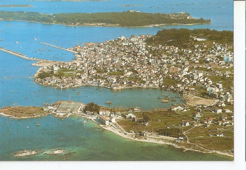 Postal 045389 : El Grove (Pontevedra). Vista aerea al fondo Isla de la Toja