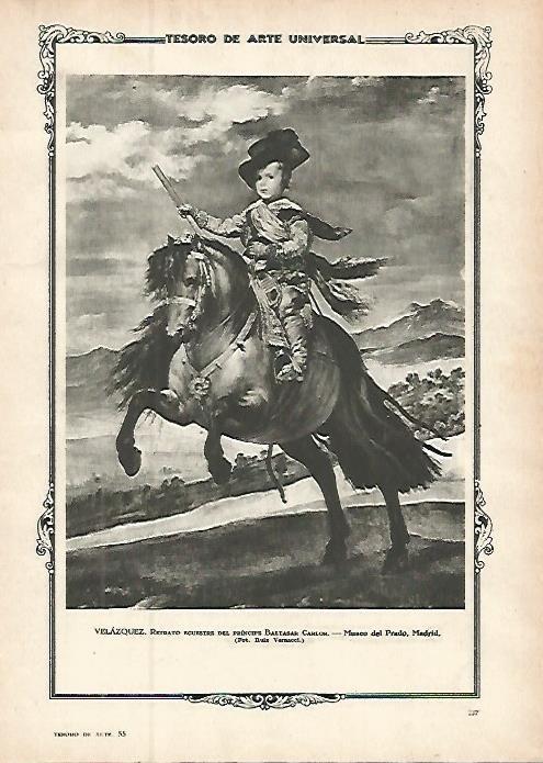 LAMINA 1469. VELAZQUEZ. Retrato ecuestre del principe Baltasar Carlos