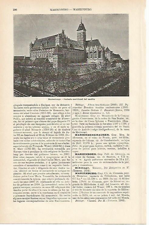 LAMINA ESPASA Alemania 1083: Castillo de Marienburgo Alemania