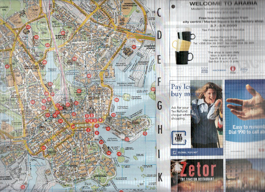 Plano Turistico: Plano Desplegable de la Cuidad de HELSINKI (Finlandia 2000)