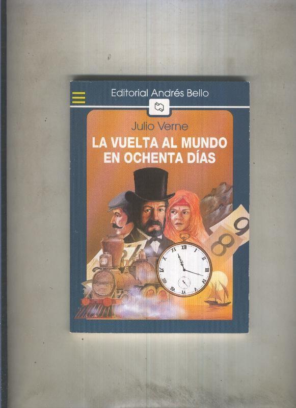 La vuelta al mundo en ochenta dias (cubierta con fondo color azul oscuro)