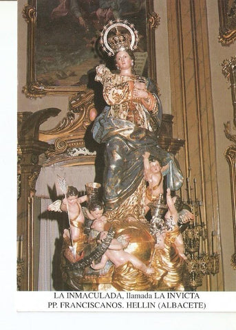 Postal 026864 : La inmaculada, llamada La Invicta, PP. Franciscanos, Hellin (Albacete)