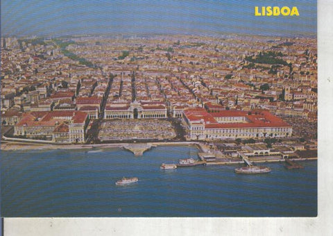 Postal 014100: Vista General y plaza de Palacio en primer plano en Lisboa, Portugal