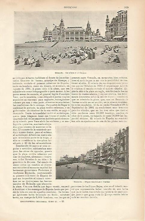 LAMINA ESPASA 7781: Playa y Casino de Ostende Belgica