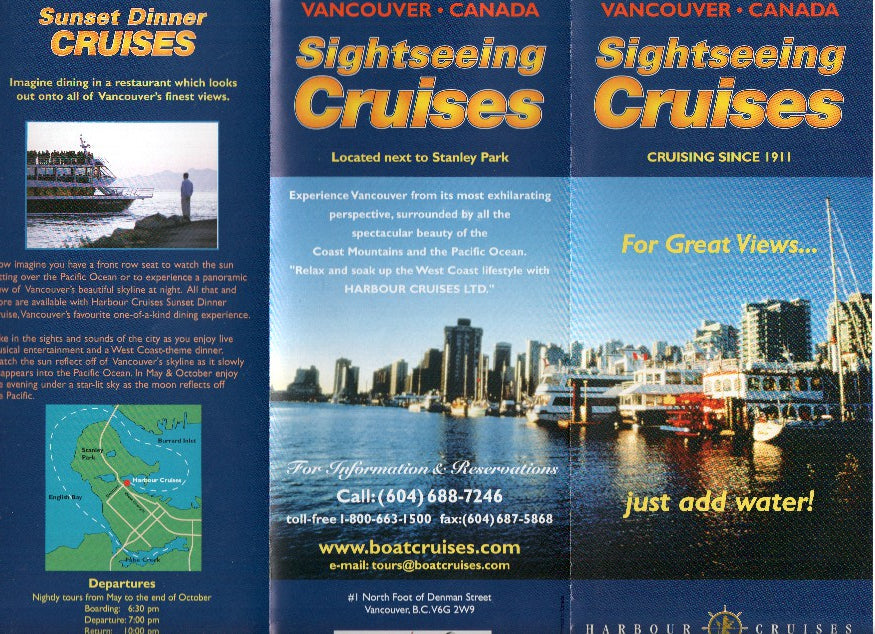 Triptico Publicitario: HARBOUR CRUISES - Sightseeing Cruises / VANCOUVER (Canada)