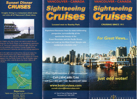 Triptico Publicitario: HARBOUR CRUISES - Sightseeing Cruises / VANCOUVER (Canada)