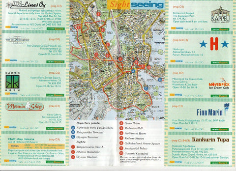 Mapa/Plano Turistico: HELSINKI - Mapa Publicitario con Cupones de Descuento