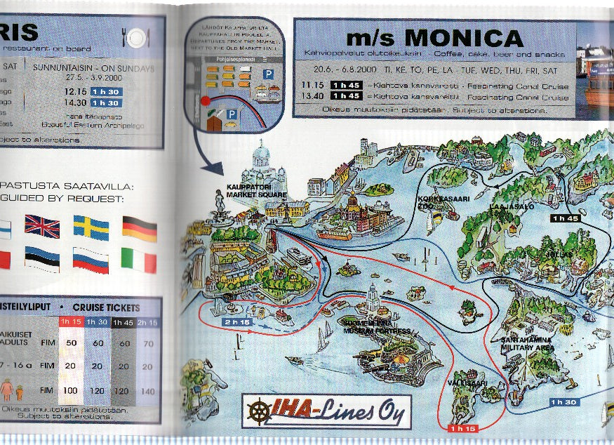 Triptico Publicitario: IHA-Lines Oy - Archipielago (Tours Nauticos en HELSINKI)