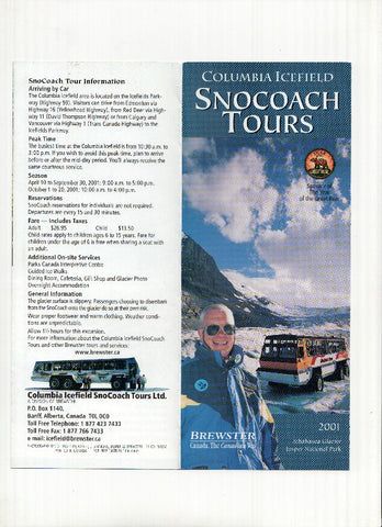 Triptico Publicitario: SNOCOACH TOURS - Columbia Icefield (Alberta, Canada)