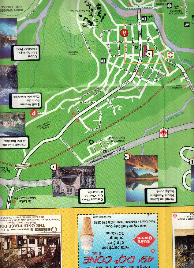 Mapa/Plano Turistico: BANFF, Tourist Map - Alberta / CANADA (2001)
