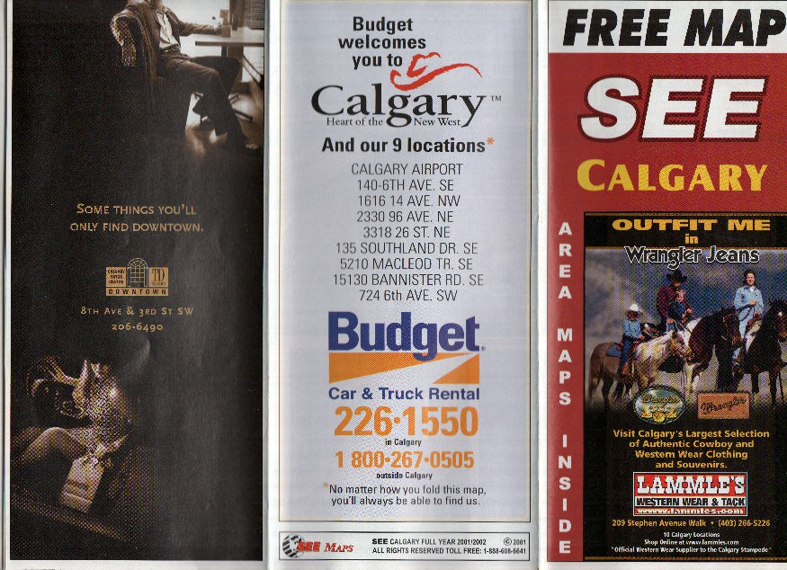 Mapa/Plano Turistico: CALGARY, Area Maps Inside (Alberta, Canada)