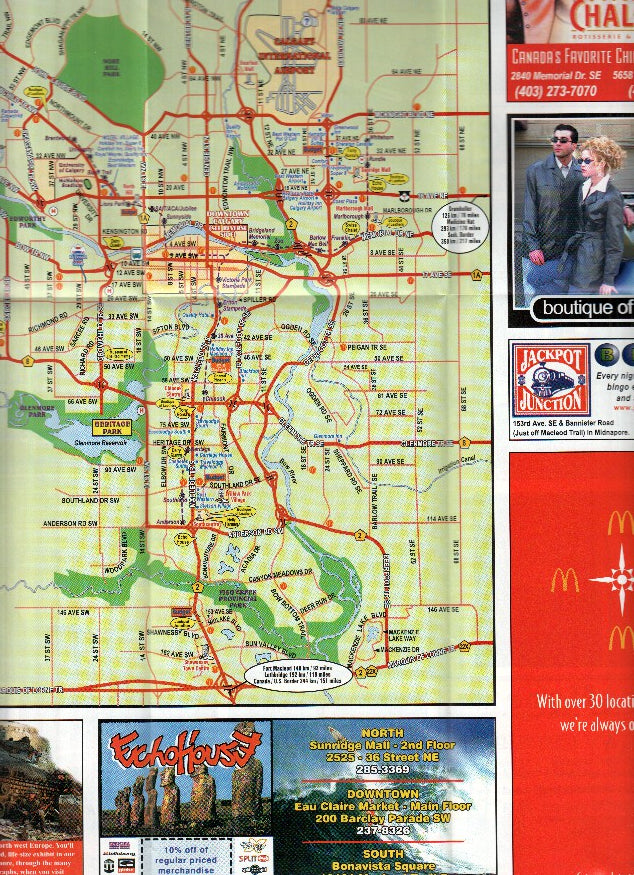 Mapa/Plano Turistico: CALGARY, Area Maps Inside (Alberta, Canada)