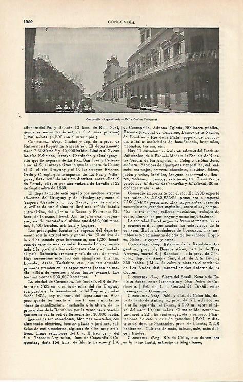 LAMINA ESPASA 14509: Calle Carlos Pelegrini en Concordia Argentina