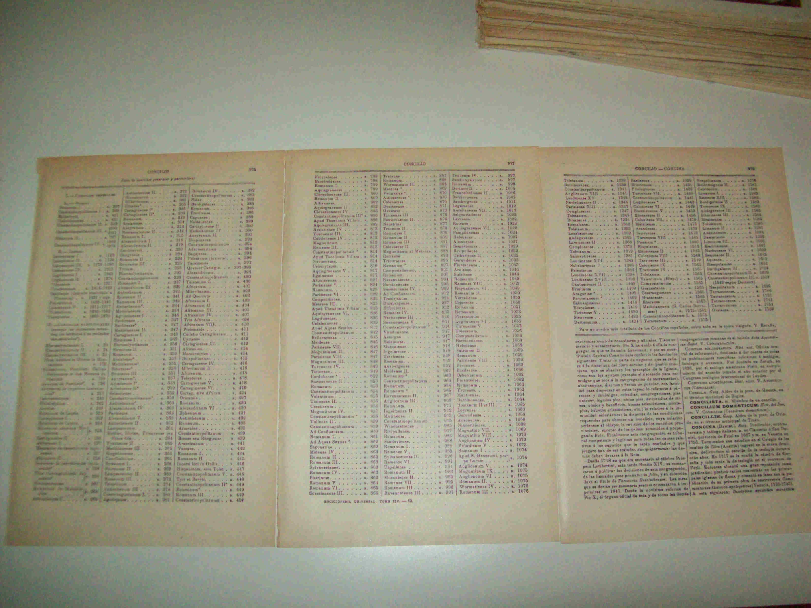 LAMINA ESPASA 14511: Lista de concilios generales y particulares