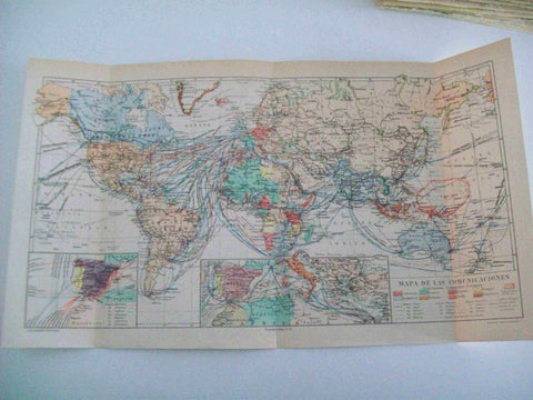 LAMINA ESPASA 14519: Mapa mundial de las comunicaciones