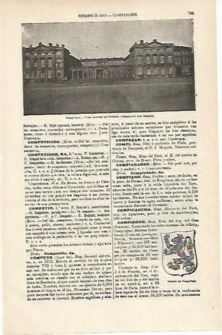 LAMINA ESPASA 14524: Palacio y escudo de Compiegne Francia