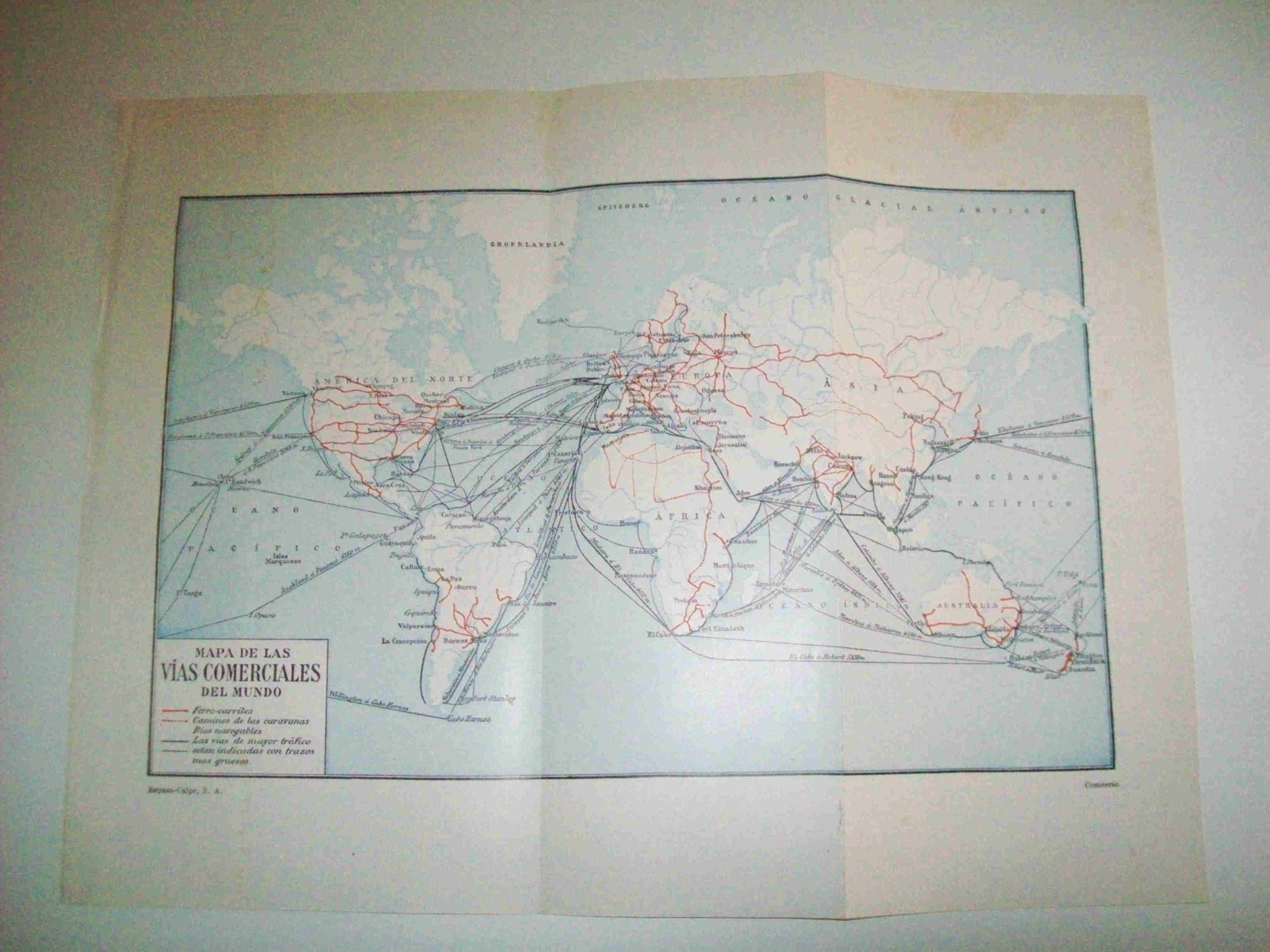 LAMINA ESPASA 14541: Mapa mundial de las vias comerciales