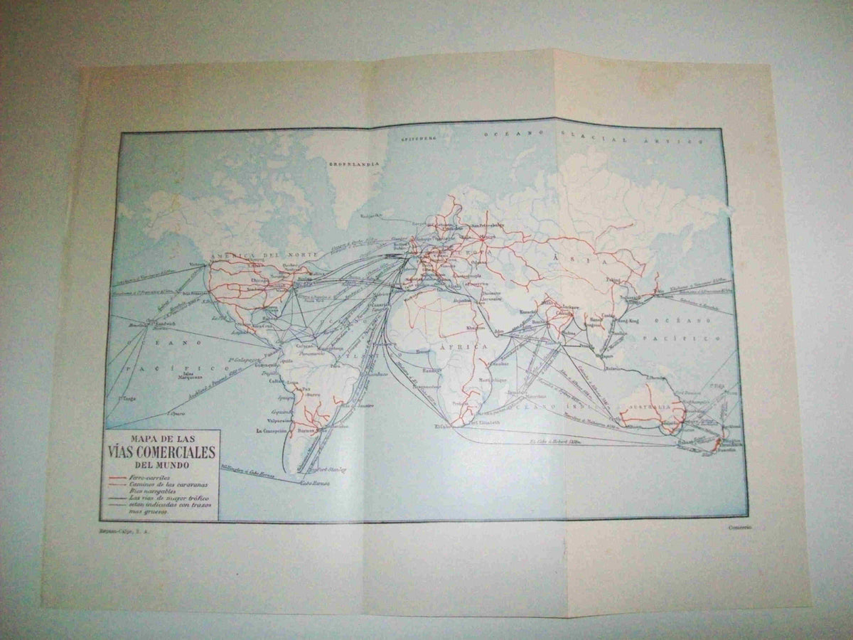 LAMINA ESPASA 14541: Mapa mundial de las vias comerciales