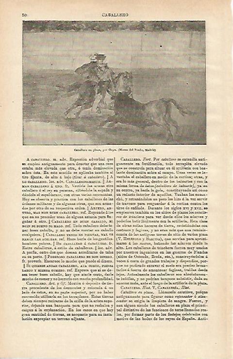 LAMINA ESPASA 14571: Caballero en plaza por Goya