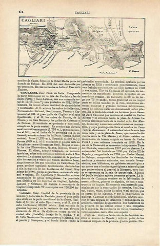 LAMINA ESPASA 14663: Mapa de Caglliari Italia