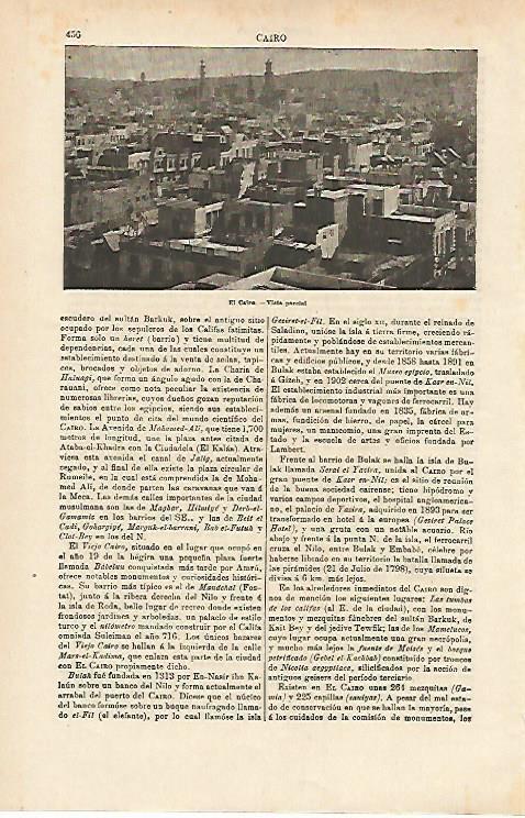 LAMINA ESPASA 14667: Vista parcial de El Cairo Egipto