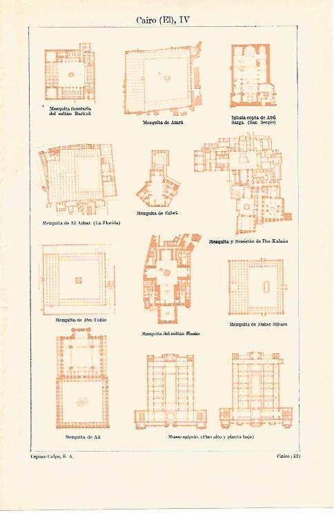 LAMINA ESPASA 14674: Plantas de mezquitas de El Cairo