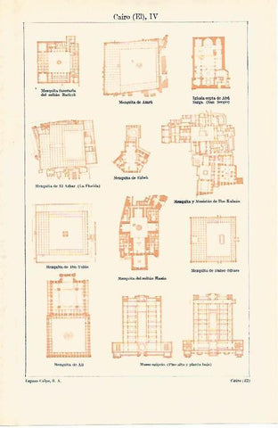 LAMINA ESPASA 14674: Plantas de mezquitas de El Cairo