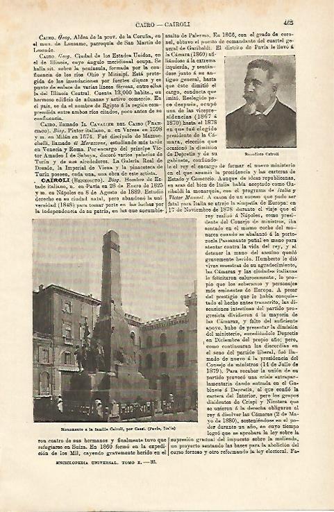 LAMINA ESPASA 14675: Monumento a la familia Cairoli en Pavia