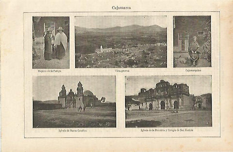 LAMINA ESPASA 14681: Vistas de Cajamarca Peru