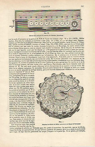 LAMINA ESPASA 14700: Maquina de calcular Leibnitz y de Muller