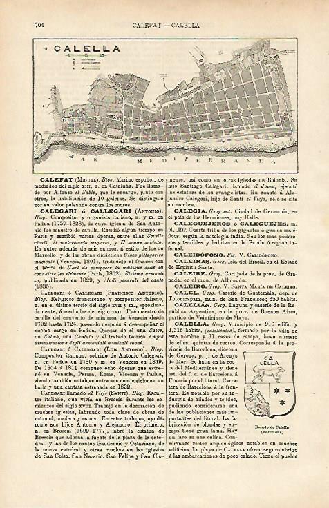 LAMINA ESPASA 14717: Plano de Calella Barcelona