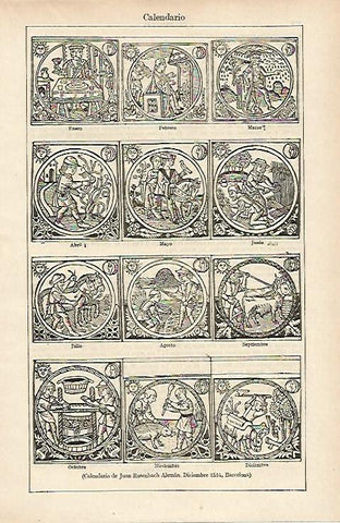 LAMINA ESPASA 14719: Calendario de Juan Rosenbach Aleman de 1514