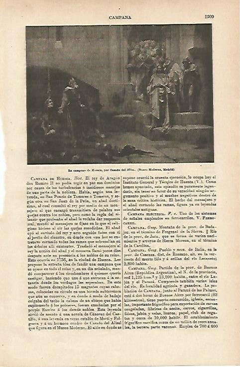 LAMINA ESPASA 14792: La campana de Huesca por Casado del Alisal