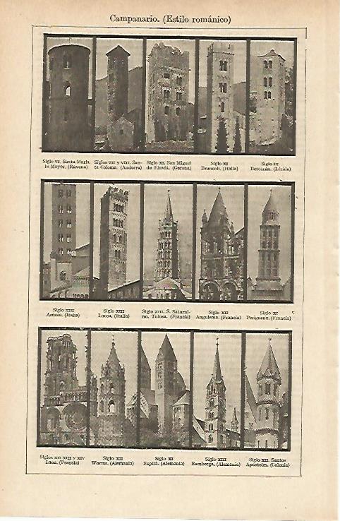 LAMINA ESPASA 14793: Campanarios de estilo romanico